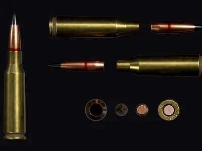 Modern cartridge for AR 10 AR 15 AK 74 AKM free ammo pack Free low-poly 3D model