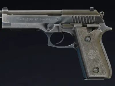 Taurus PT92 Low Poly Realistic V2 Low-poly 3D model