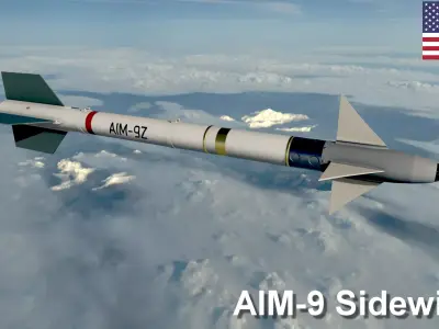 Sidewinder Missile Low-poly 3D model