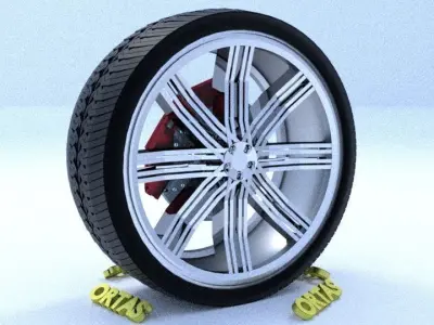 ORTAS CAR RIM 32 GAME READY RIM TIRE AND DISC 3D model