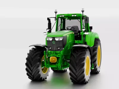 John Deere 6195M Utility Tractor  Premium Model Low-poly 3D model