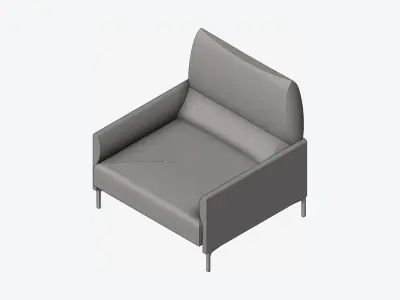 Furniture - Sofa - Contemporary - Snow - Armchair Low-poly 3D model