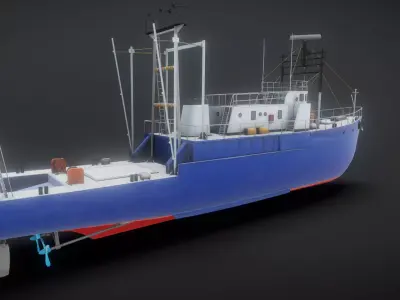 Small fishing boat   Low-poly 3D model