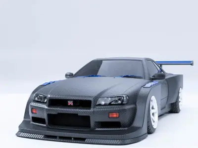 Full carbon widebody r34 Free 3D model