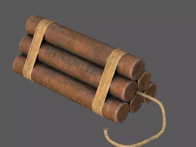 Explosive Charge  Realistic TNT Dynamite Bundle  Low-poly 3D model