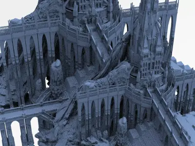 Dark Fantasy Mountain fortress 5 3D model