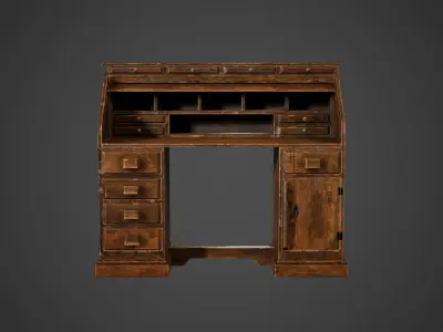 Wood Antique Desk Low Poly Game Ready Low-poly 3D model