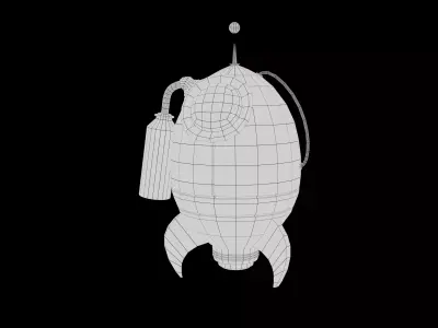 Rocket Cartoon Spaceship Low Poly 3D model