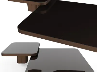 Modern Square Black Glass and Gold Brass Metal Sofa Table Tab Free 3D model