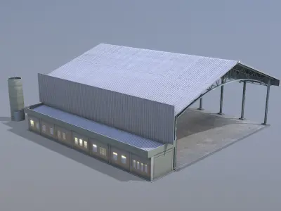 MilitaryBase PortoVelho Hangar 03 Low-poly 3D model