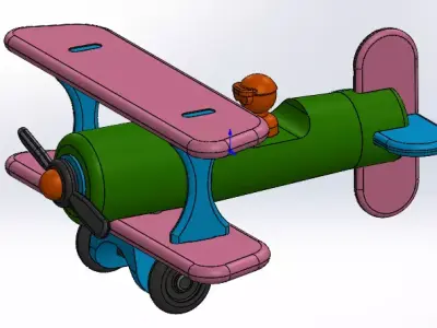 kid toy airplane with a pilot from parts for 3D printing 3D print model