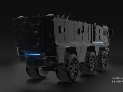 EEVEE Cyber army truck Low-poly 3D model