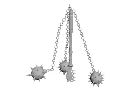 3 Headed Spiked Mace Low-poly 3D model