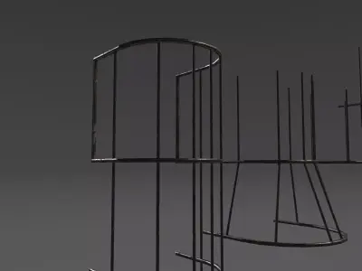 Industrial Safety cage ladder Free low-poly 3D model