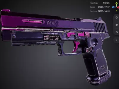 Neon Purple Pistol 3D model