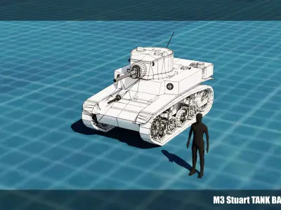 M3 Stuart Tank Base Mesh Low-poly 3D model