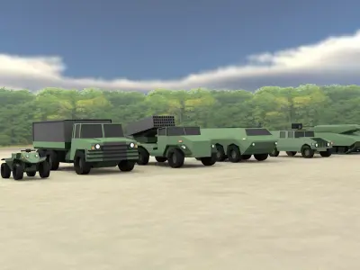 LOW POLY TACTICAL VEHICLES - Pack of 6 Low-poly 3D model