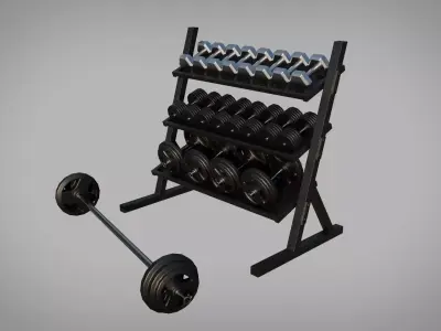 Gym Dumbbell Rack Low-poly 3D model