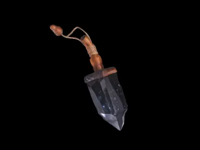 Black Crystal With Wooden Handle 3d Model 3D model purchase