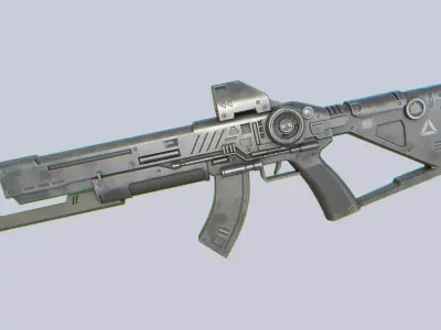 Scifi military gun Low-poly 3D model