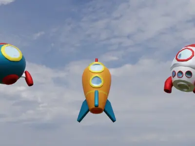 Spaceship Cartoon Low-poly 3D model Low-poly