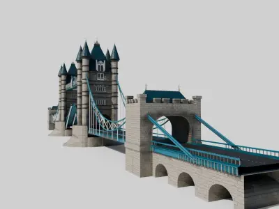 lowpoly London Tower Bridge with 4k textures Low-poly 3D model