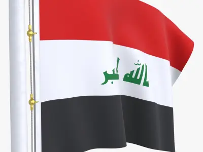 IraqFlagStandPoleAnimated 3D model