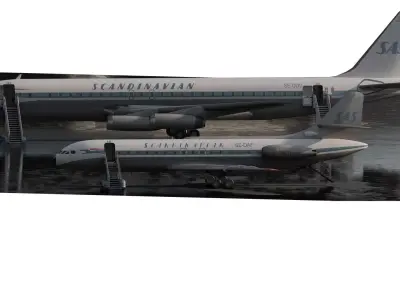 Scandinavian Airlines Fleet DC-8s and Caravelle 3D model