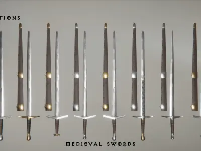 Modular Medieval Sword Asset Pack Low-poly 3D model