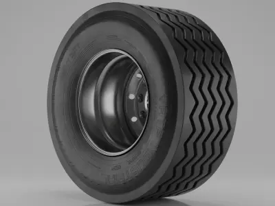 Truck Tire and Rim Low-poly 3D model