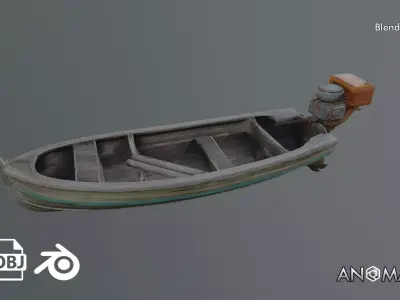 wooden boat 3D model