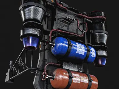 Jetpack spacecraft with cargo Low-poly 3D model