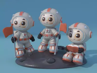 Pop Mart-Astronaut Sculpture Ornament 02 3D model