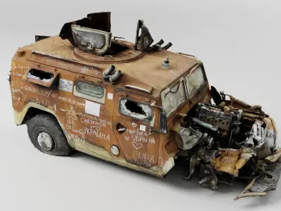 Tigr or Tiger infantry mobility vehicle destroyed in Ukraine 3D model