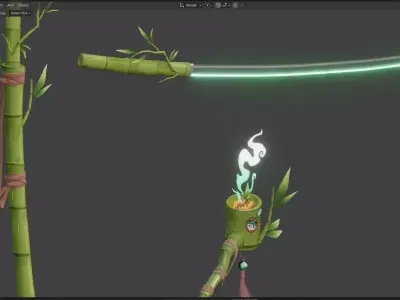 BAMBOO KATANA SAMURAI and TOOLS1 Low-poly 3D model