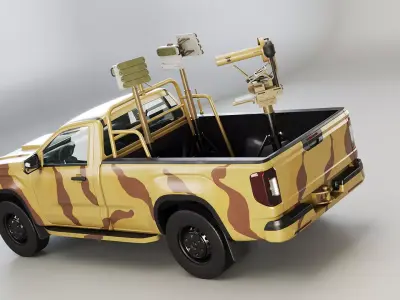 Anti Drone Pickup Truck Desert Camo 3D model