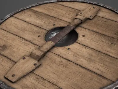 Round Wooden Shield Low-poly 3D model buy