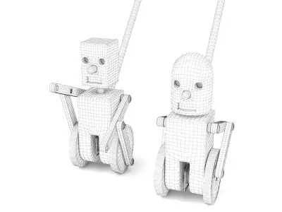 Wooden toy robots 02 3D model
