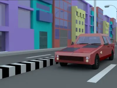 Cartoon Car  Low-poly 3D model