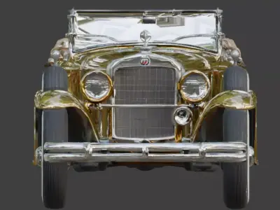 24K Gold Plated 1920s Luxury Phaeton 3D Model Low-poly 3D model
