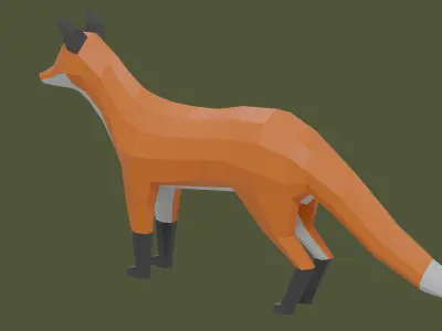 Stylized lowpoly FOX Low-poly 3D model