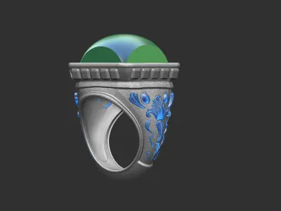 Square curved stone Ring Free 3D model