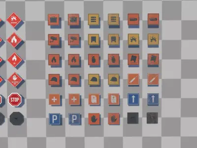 Street and Special Signs Part I Low-poly 3D model