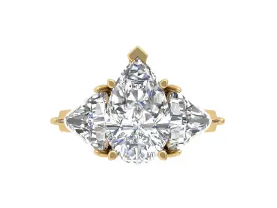 Pear 3 Stone Bridal Ring 3D print model buy