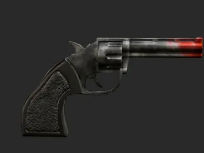 Low poly textured revolver Low-poly 3D model