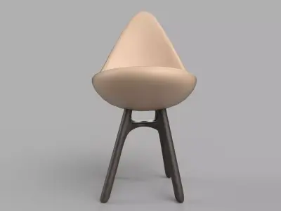chair stool with seat and legs Low-poly 3D model