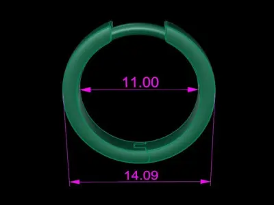 Earring Hoop MID SIZE 11mm Inside Diameter 3D print model