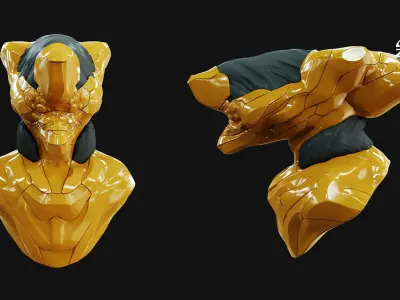 Bio-Mech Bust BaseMesh Sci-Fi Bust With UVs 3D model