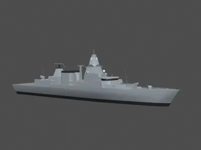 Battleship british warship Low-poly 3D model
