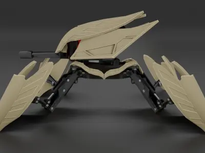 Flamethrower Robot Drone - Game Ready Character PBR low-poly  Low-poly 3D model